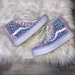 Vans Girls Pink/Blue Cheetah Print SK8 Shoes US 2